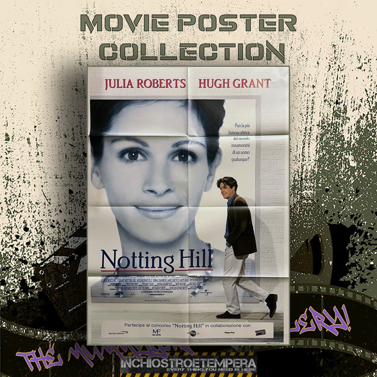 Hugh Grant, Julia Roberts: Notting Hill | Manifesto 2 Fogli Originale